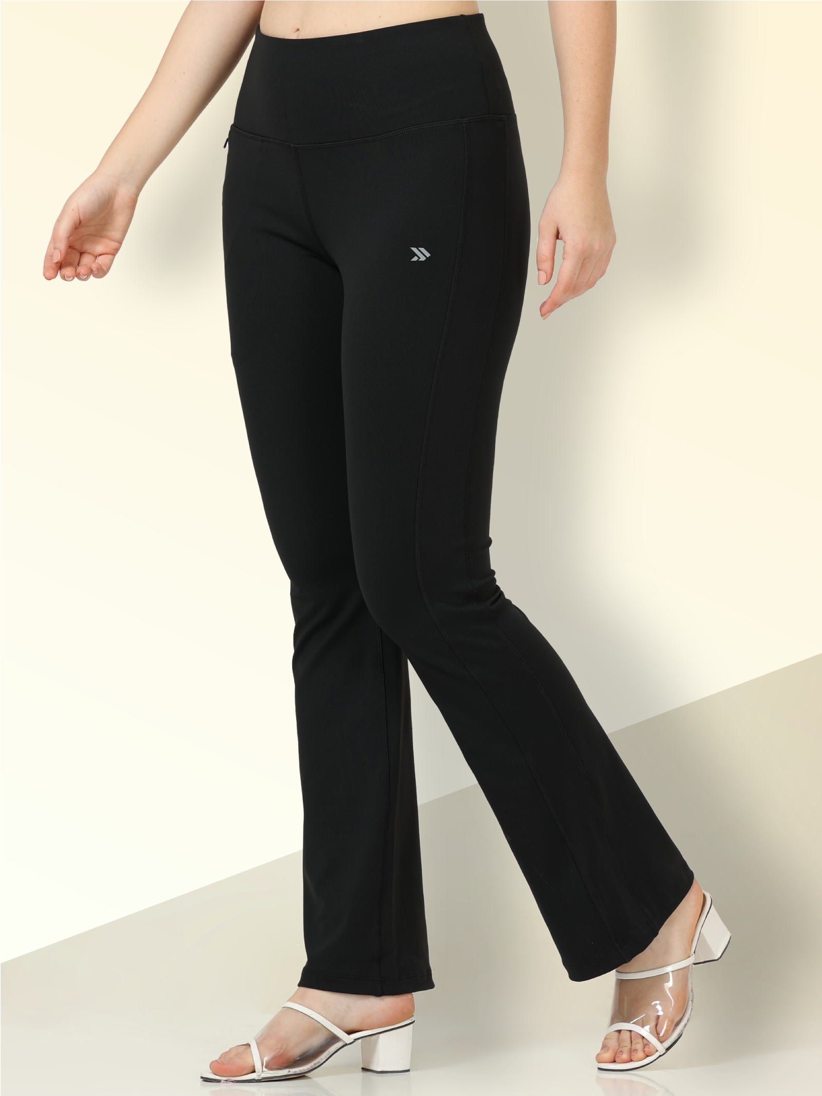 High Waisted Black Flare Pants For Street Walk With Pocket