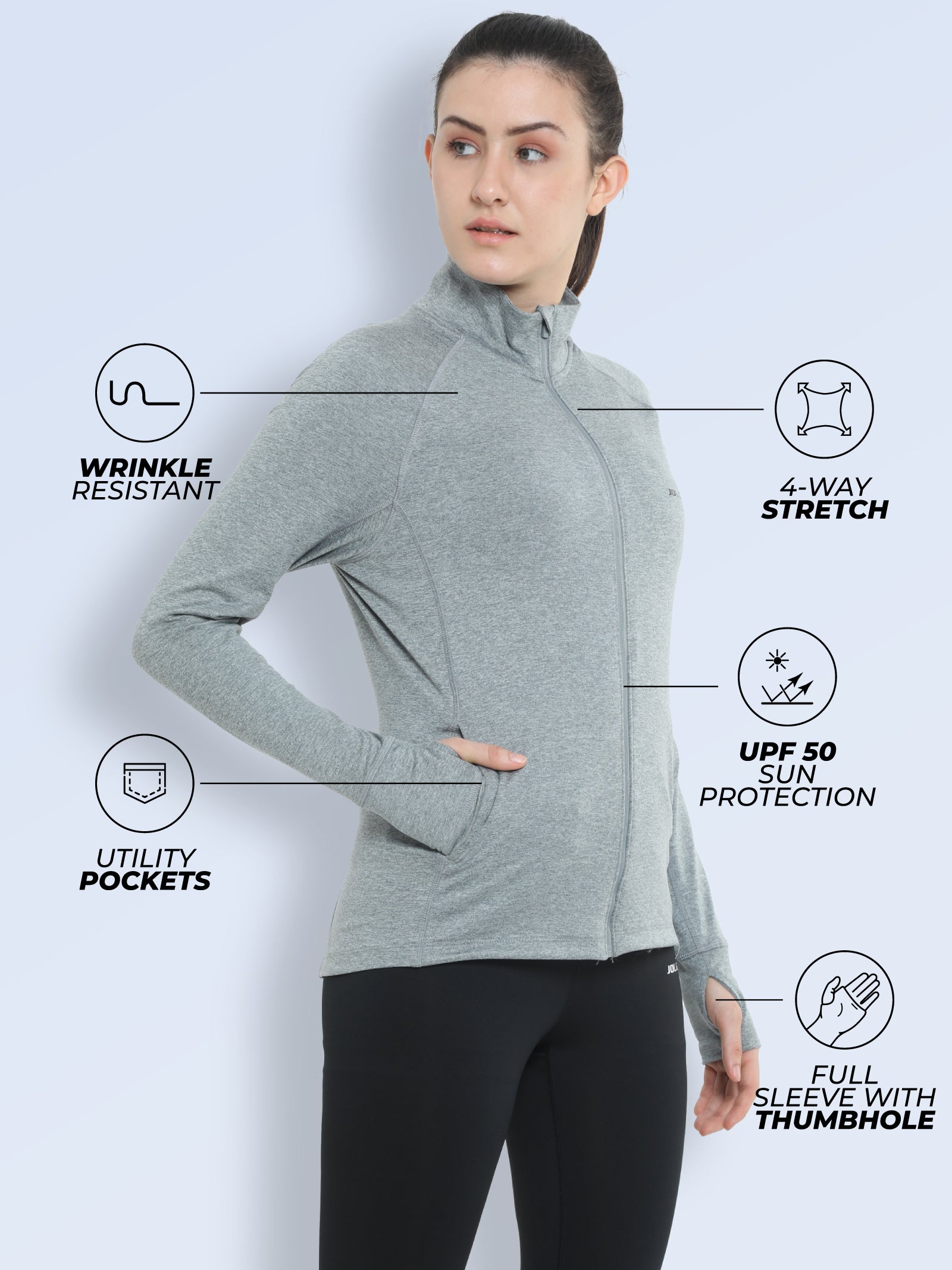 Gym & Sports Jacket For Women - Grey Color