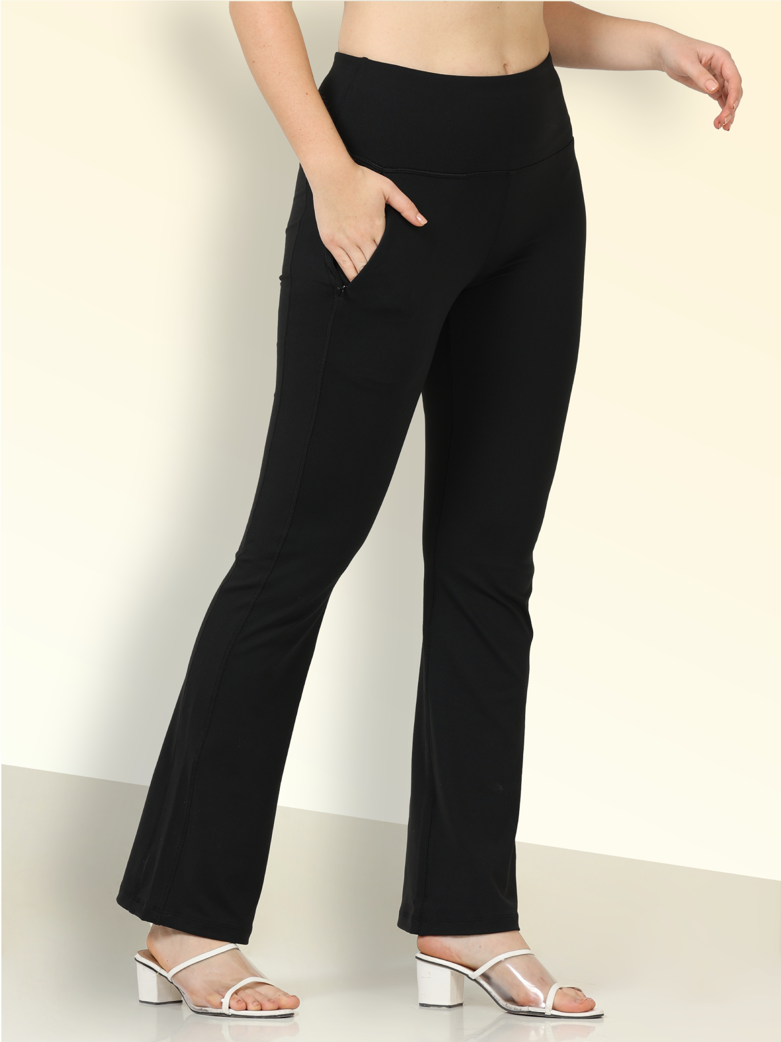 flared trousers for women - black color